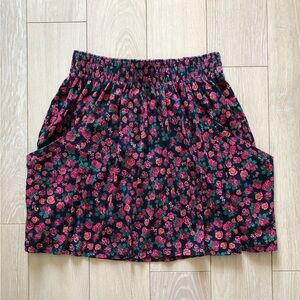 Zara Trafaluc Rose Print Pocket Mini Skirt Size M